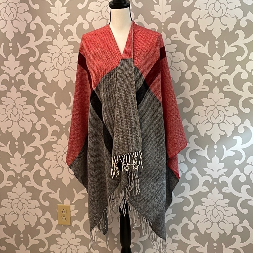 Cristina Chiti Made in Italy Wool Blend Poncho/Shawl
